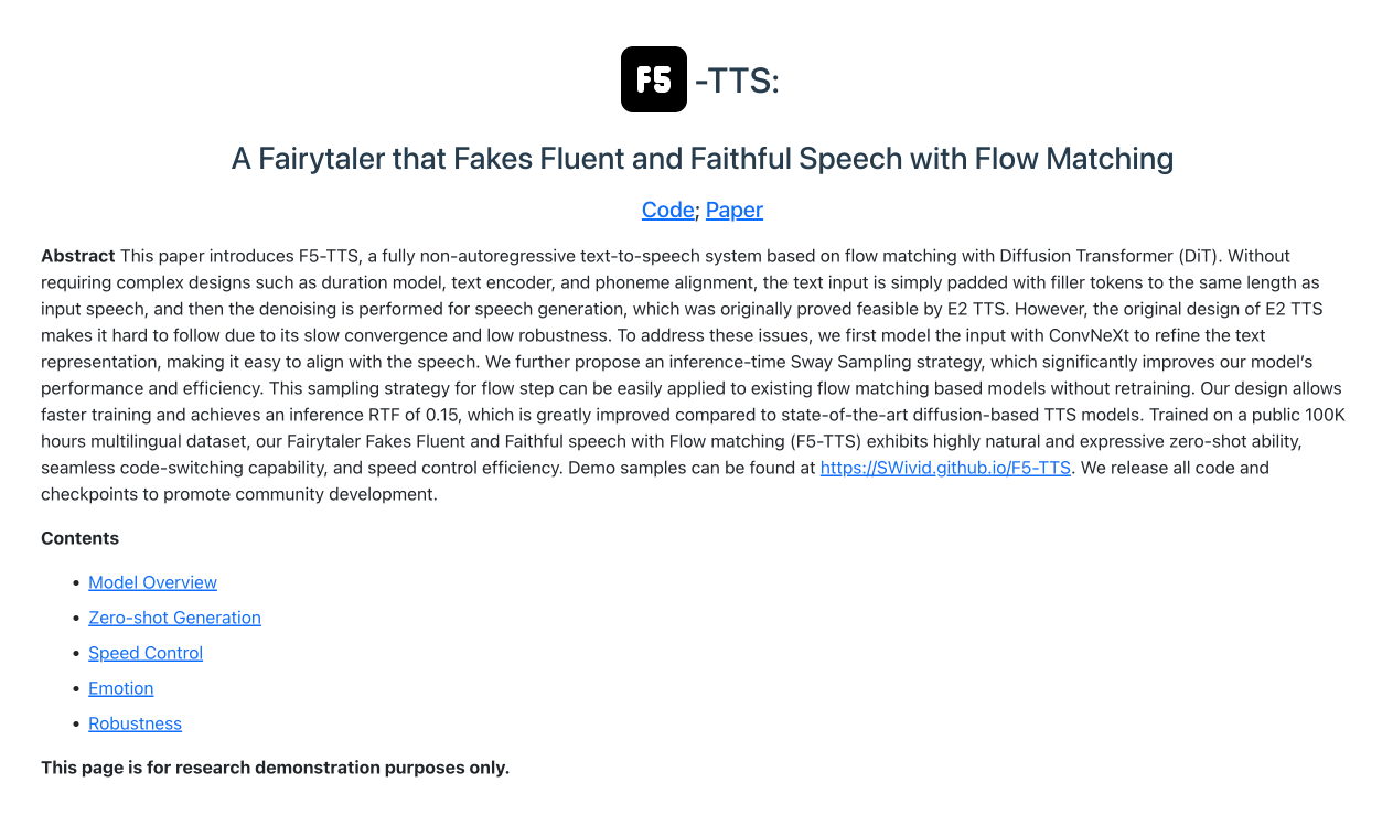 F5-TTS：上海交大等开源的超逼真声音克隆TTS，15秒克隆声音