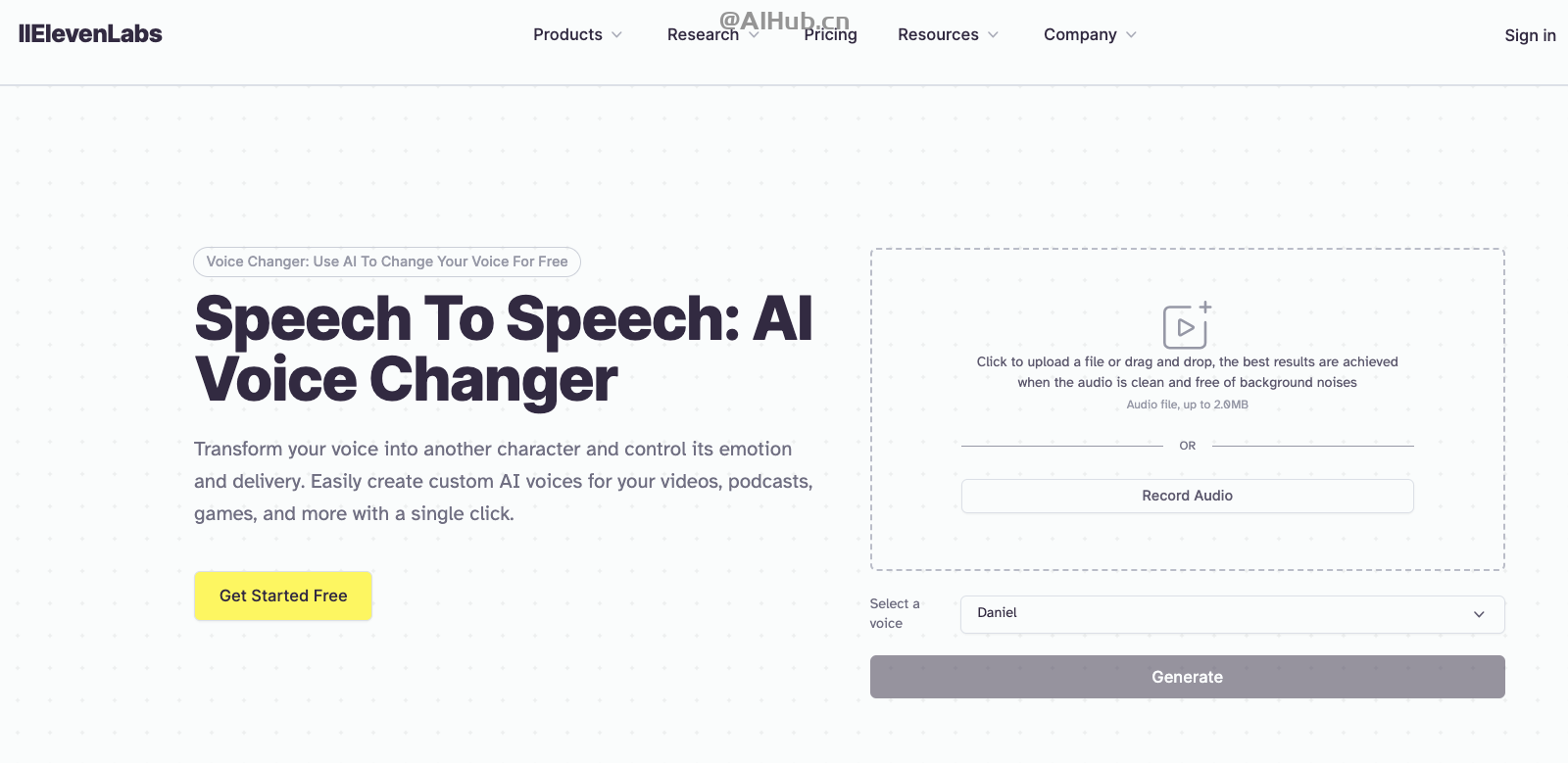 Voice Changer-ElevenLabs推出的AI语音转换工具