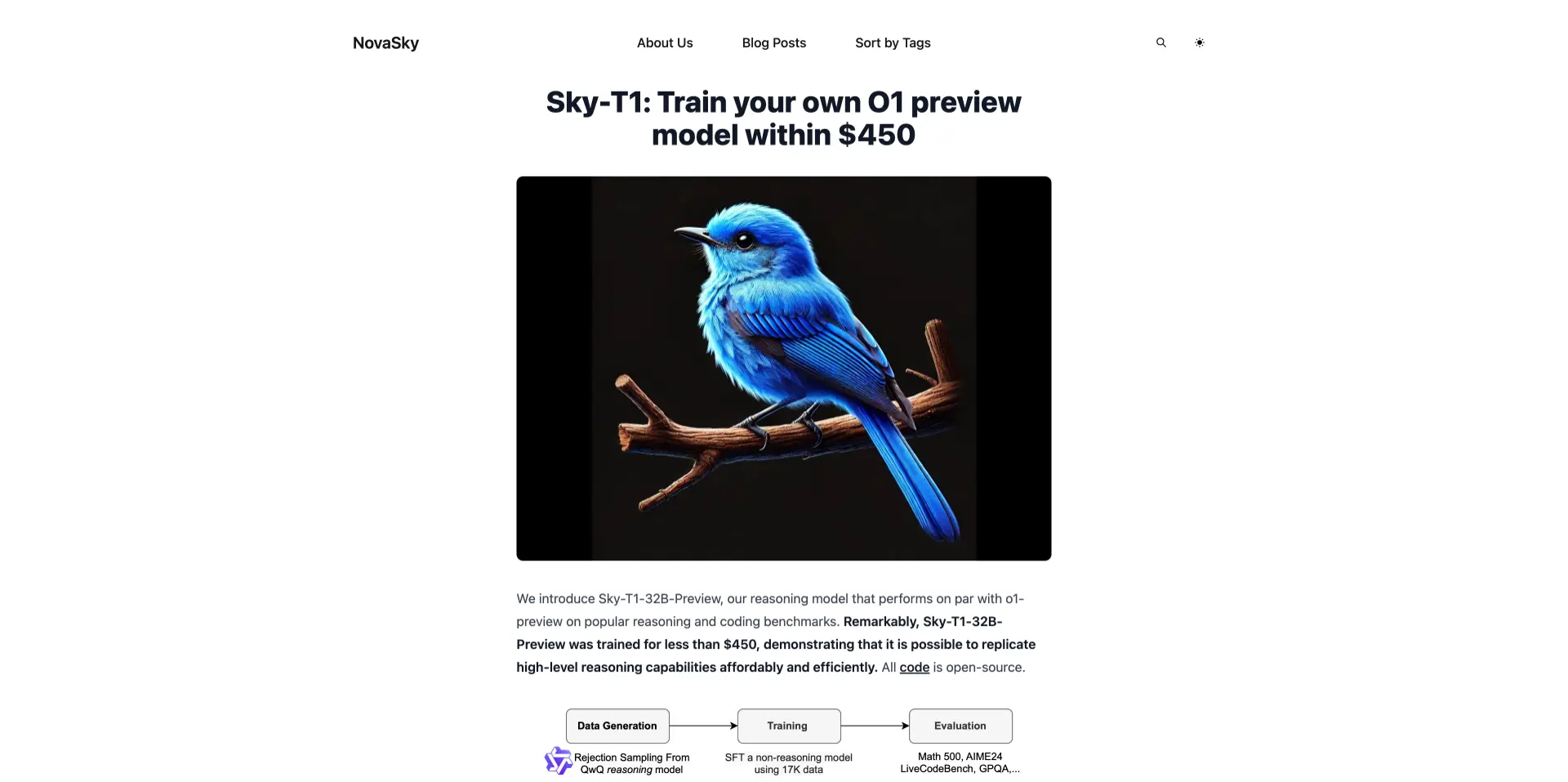 Sky-T1: NovaSky推出的高性价比推理模型，训练成本不到450美元